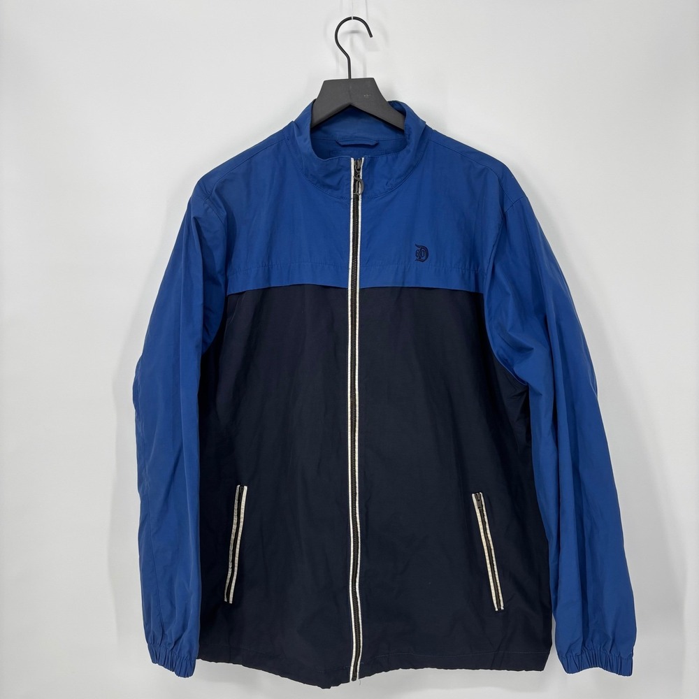 Disney Parks Windbreaker Jacket Mens Large Blue Navy Colorblock Zip Up Mickey